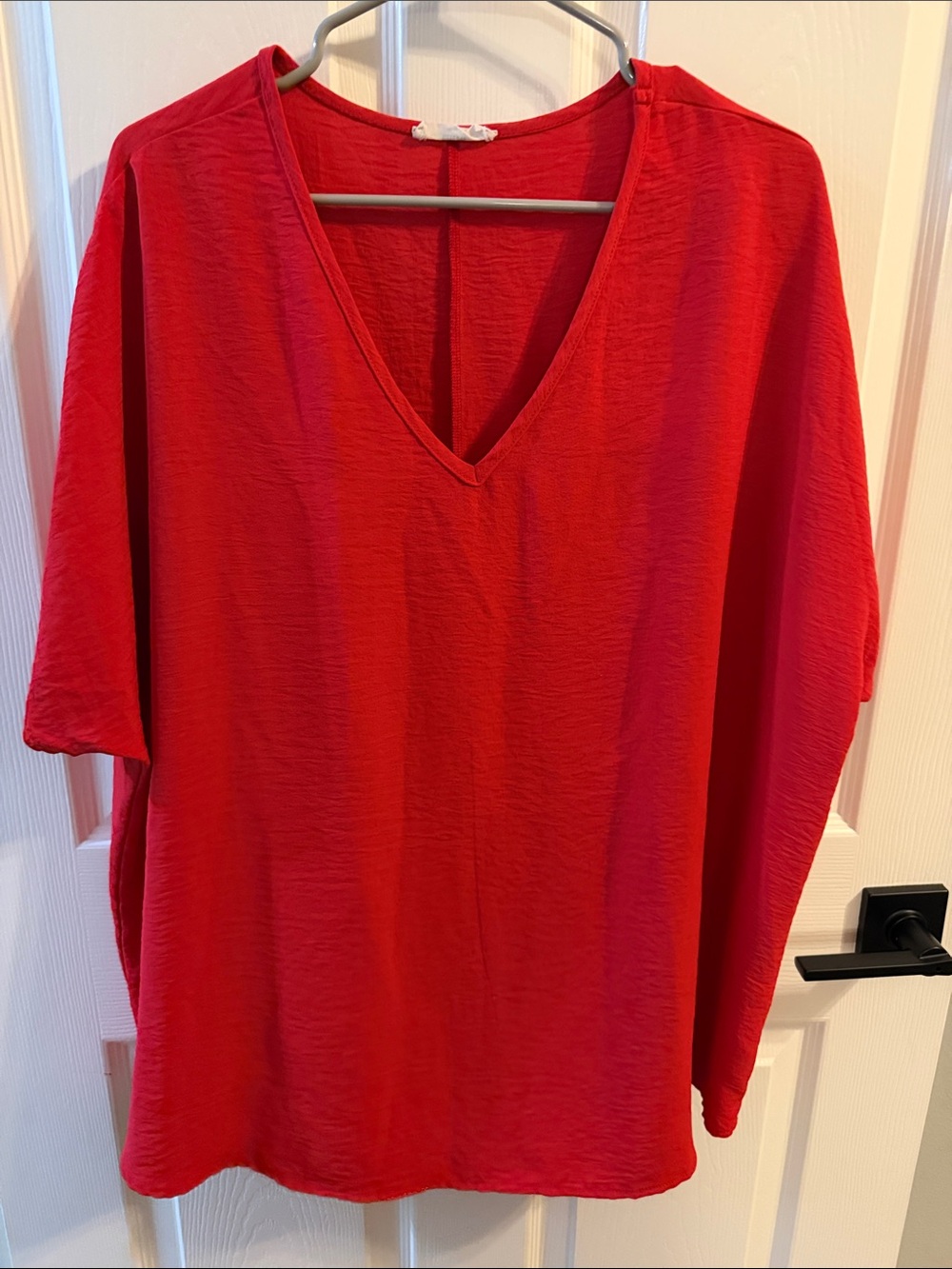 entro Bright Red V-Neck Tunic Top